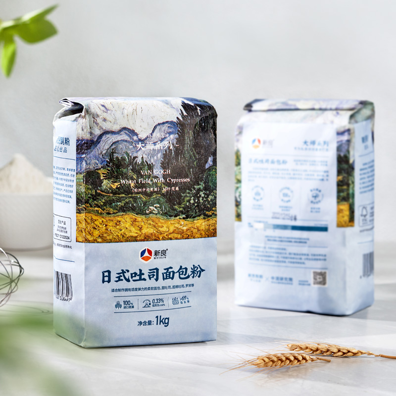 新良大师系列日式吐司面包粉1kg 家用小麦粉土司高筋面粉烘焙原料 - 图2