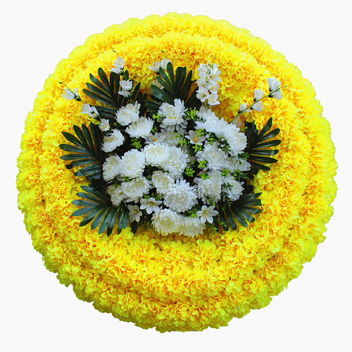 殡仪花圈仿真菊花圈1米拱形假花圈灵堂摆放塑料花圈祭奠花白事花 - 图2