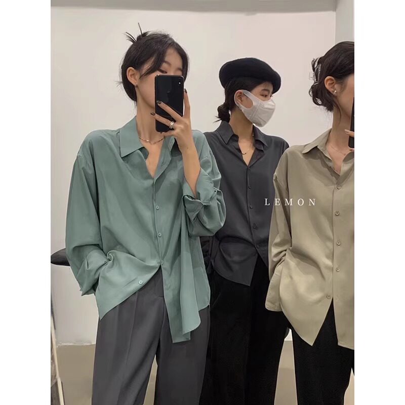 春日氛围感绝美显白姜黄色气质衬衫港风chic洋气高端垂感长袖衬衣