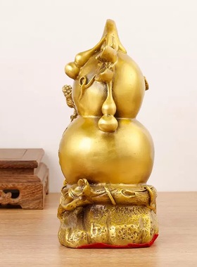 铜葫芦摆件纯铜百财葫芦吉祥福禄葫芦客厅办公室装饰店铺开业礼品