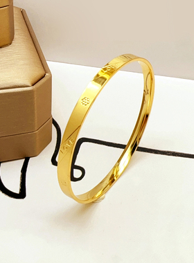纯手工实心黄铜手镯女简约气质年轻款闭口加厚不掉色手环高档礼物