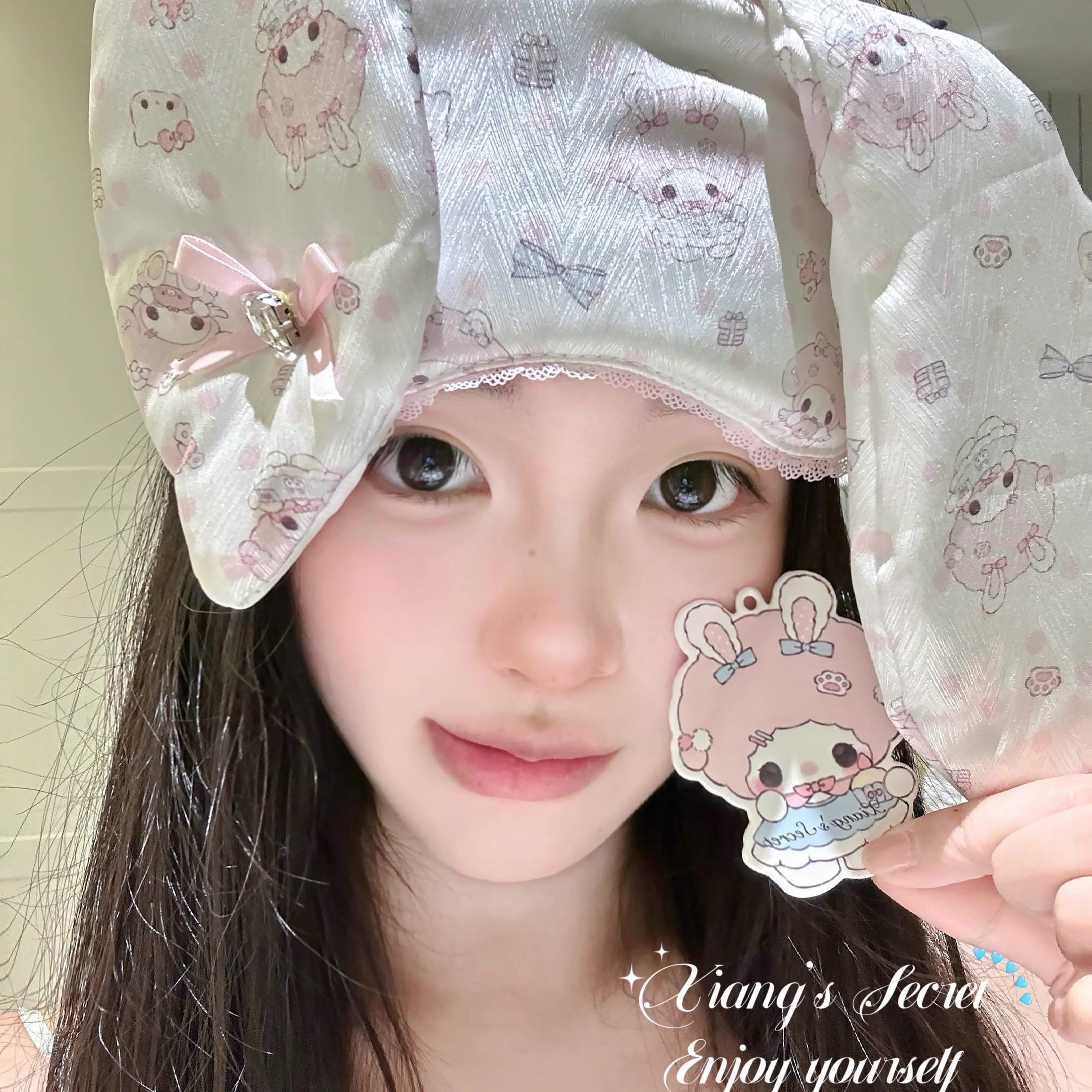 香香的秘密 美美小羊*原创兔耳朵美乐蒂冰丝水钻蝴蝶结眼罩遮光新,淘宝优惠券,粉丝福利购,淘宝优惠卷