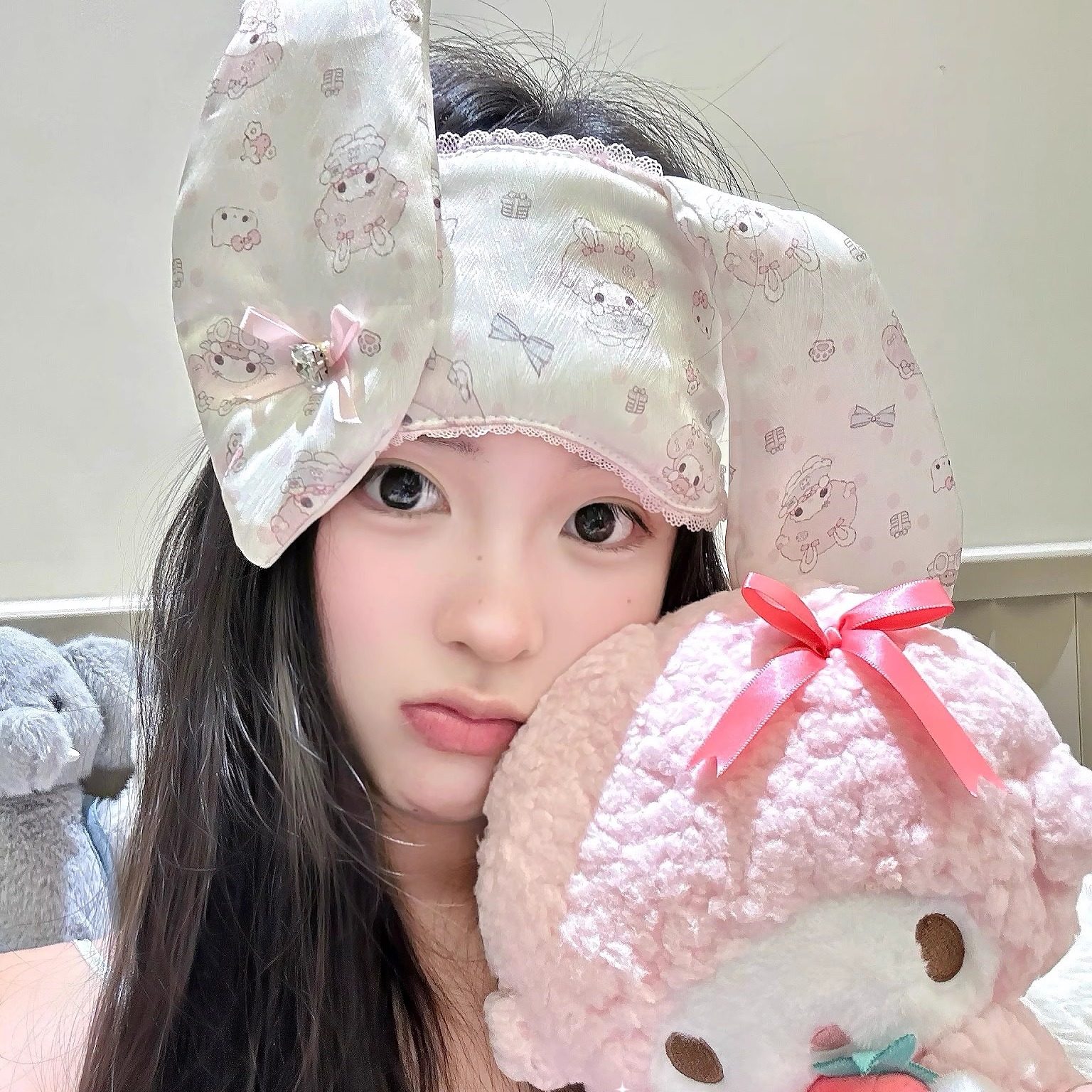 香香的秘密 美美小羊*原创兔耳朵美乐蒂冰丝水钻蝴蝶结眼罩遮光新,淘宝优惠券,粉丝福利购,淘宝优惠卷