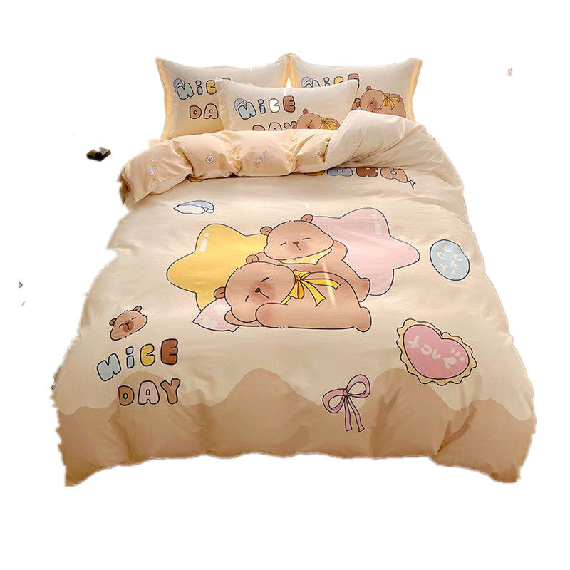 卡通卡皮巴拉纯棉四件套100全棉儿童可爱被套床单笠学生宿舍床品