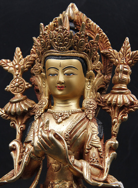 密宗尼泊尔进口鎏金摆件弥勒佛