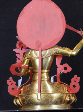 尼泊尔紫铜鎏金带背光