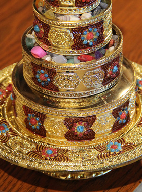 纯铜尼泊尔佛前密宗供奉曼扎盘