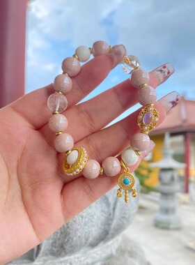 普陀雍和同款手链手串女香灰琉璃金箔九尾狐转运珠桃花手饰