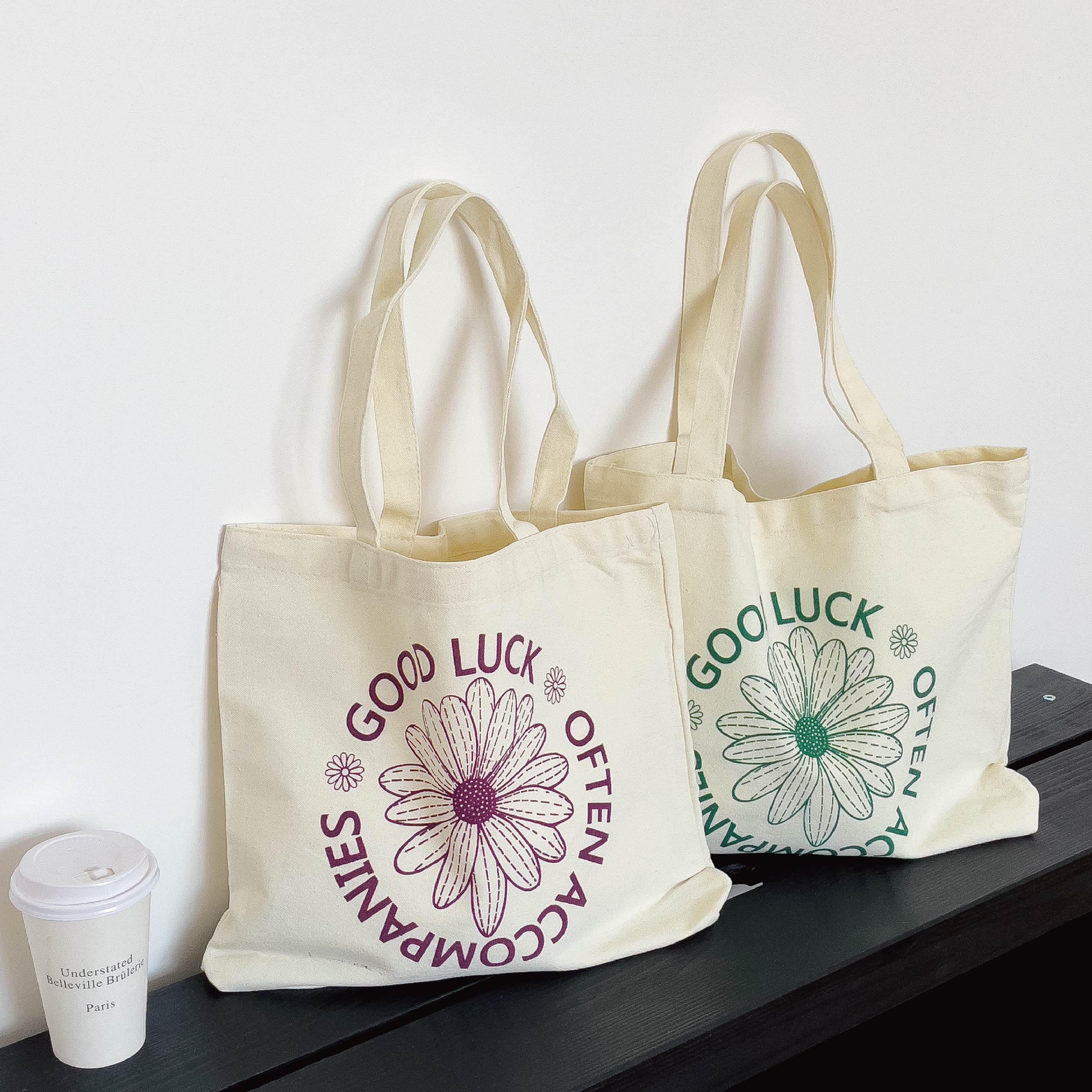 原创小众新款2024手提帆布包男女夏上课大学生通勤外出单肩环保袋 - 图3