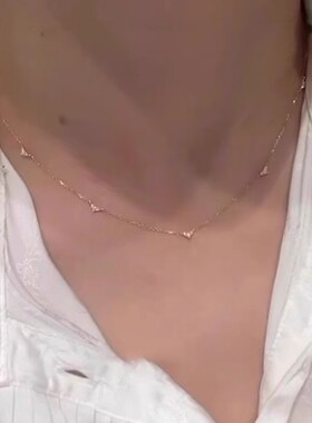 夏季新品细款爱心闪亮银项链女简约小巧锁骨链轻奢高级感配饰