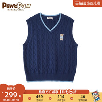 Pawn Paw cartoon Little Bear Childrens dress 2024 Spring new male and female waistcoat Waistcoat Academy Wind Needle Weaters