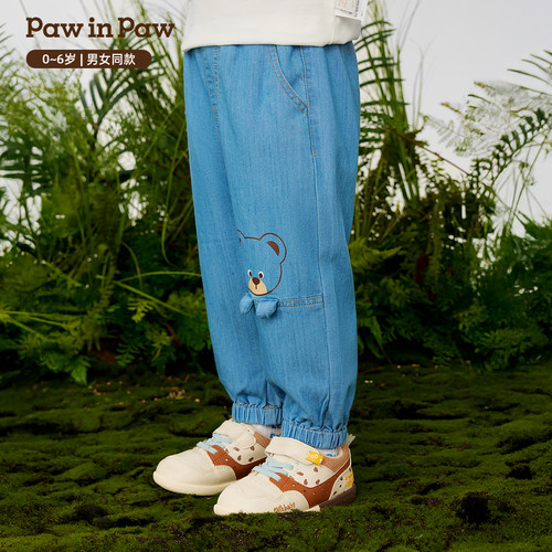【冰氧酷】PawinPaw卡通小熊童装26年春夏季新款男女宝宝牛仔裤 - 图0