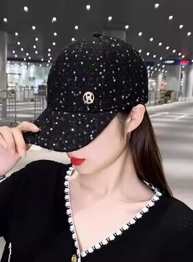 帽子女韩版潮牌春秋冬夏鸭舌帽网红百搭亮片遮阳太阳帽保暖棒球帽