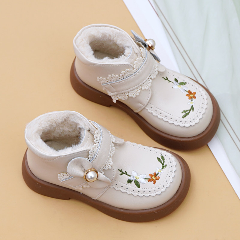 中国风女童靴真皮加绒棉靴子公主鞋防滑软底宝宝靴儿童皮靴秋冬季,淘宝优惠券,粉丝福利购,淘宝优惠卷