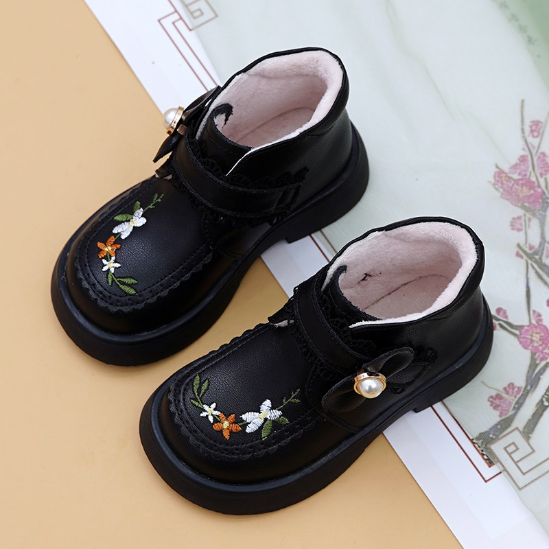 中国风女童靴真皮加绒棉靴子公主鞋防滑软底宝宝靴儿童皮靴秋冬季,淘宝优惠券,粉丝福利购,淘宝优惠卷