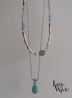 夜晚和眼泪 | LW原创双鱼座月光石灯工玻璃项链小众梦核格雷系