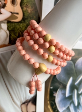 天然海洋宝石粉贝珍珠贝佛珠高货