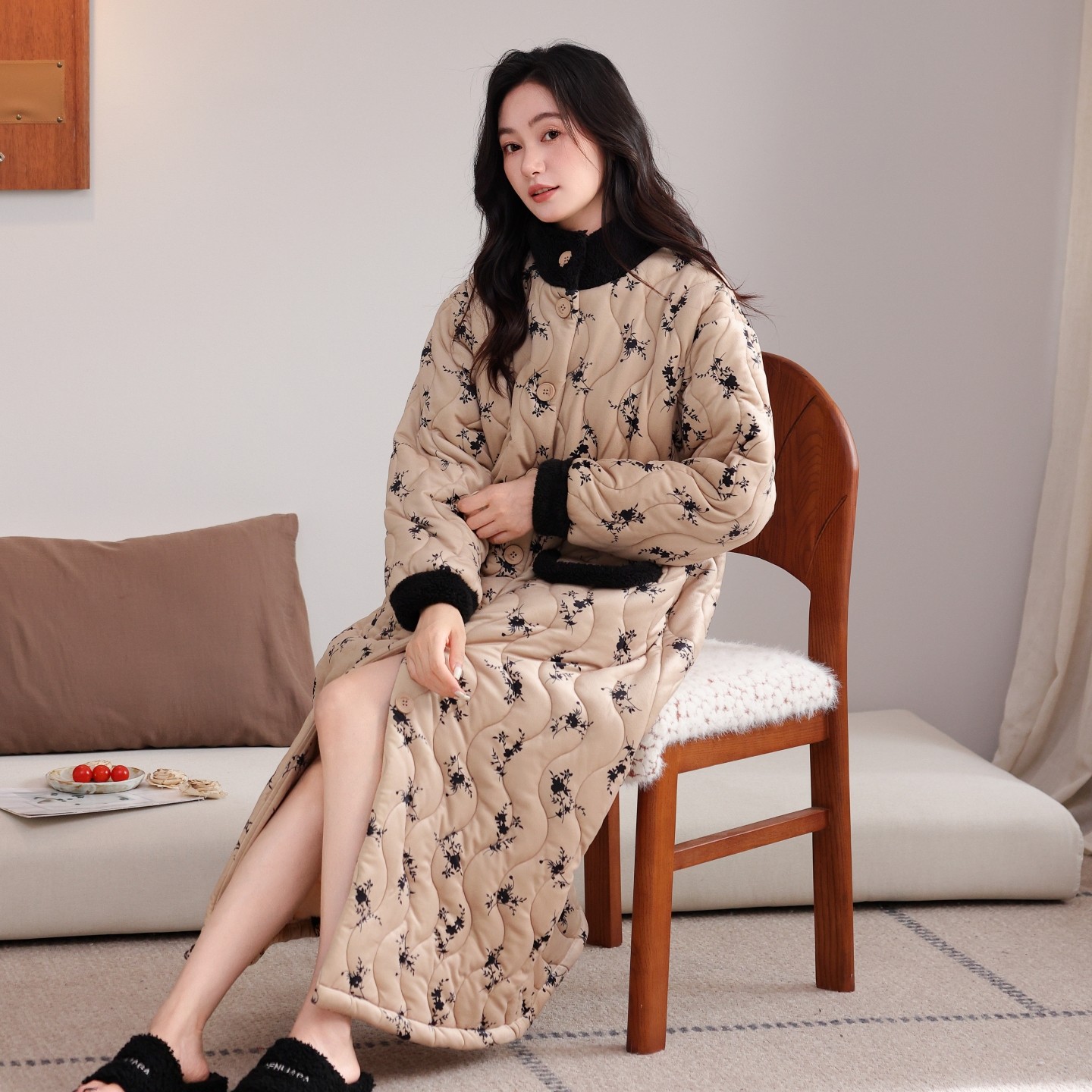 猫人女士睡袍珊瑚绒三层夹棉女款保暖牛奶绒冬季加厚加绒长款浴袍,淘宝优惠券,粉丝福利购,淘宝优惠卷