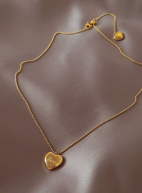 Friday Jewelry「私藏爱意」love桃心轻奢小众爱心项链女锁骨链