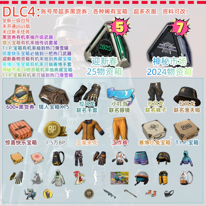 pubg绝地求生pubg黑货票券账号pubg帐号吃鸡号杜卡迪票卷成品皮肤竞技