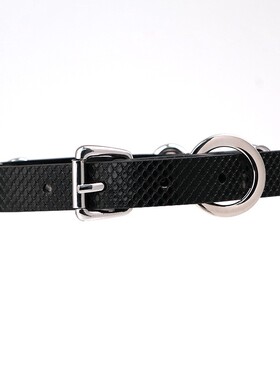 Aura Collar轻奢真皮choker项圈牵引绳PUPPY铃铛蛇皮纹QQ爱项圈SM