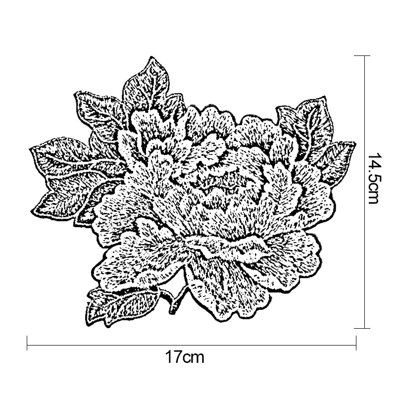 刺绣DIY牡丹花对称布贴旗袍礼服百搭装饰补丁贴花衣服修补破洞贴 - 图0