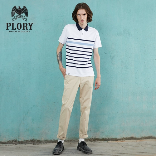 PLORY Летний комфортный повседневный значок, футболка polo, короткий рукав