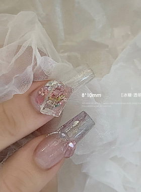 【促销】透色尖底钻透底肥方钻冰透果冻色长方八角超闪异形美甲