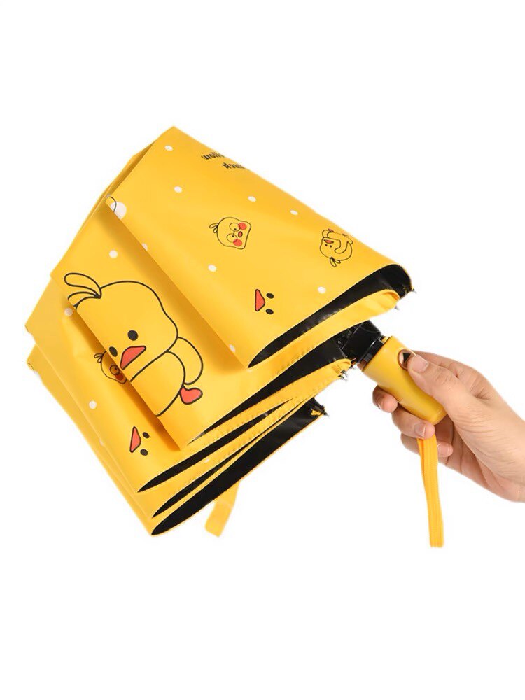 晴雨伞儿童小黄鸭图案自动折叠小学生上学专用男女孩三折伞两用