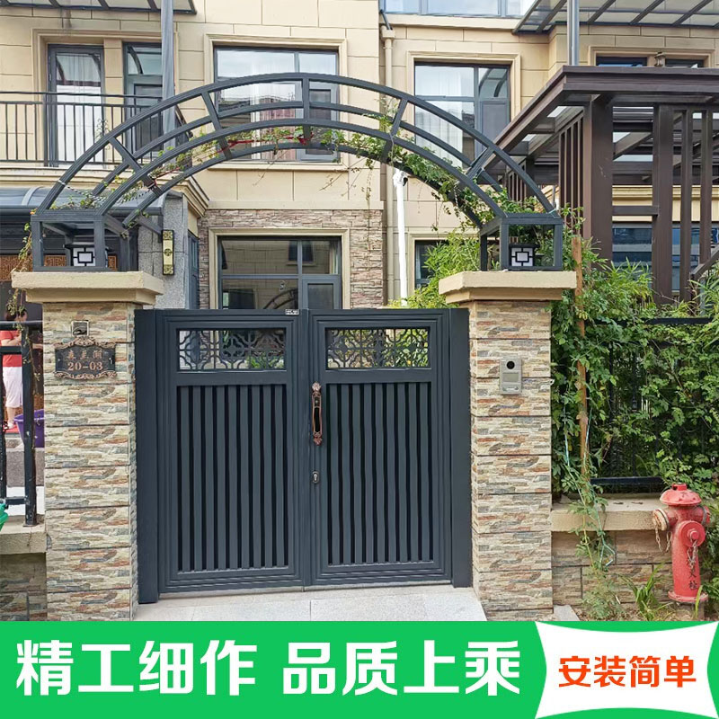 铝合金别墅庭院门户外花园门自建房电动单双开子母门院子栅栏大门 - 图2