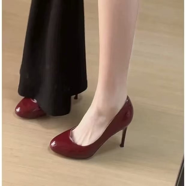 法式酒红色圆头高跟鞋女玛丽珍鞋女性感绝美2026年晚风配裙子单鞋,淘宝优惠券,粉丝福利购,淘宝优惠卷