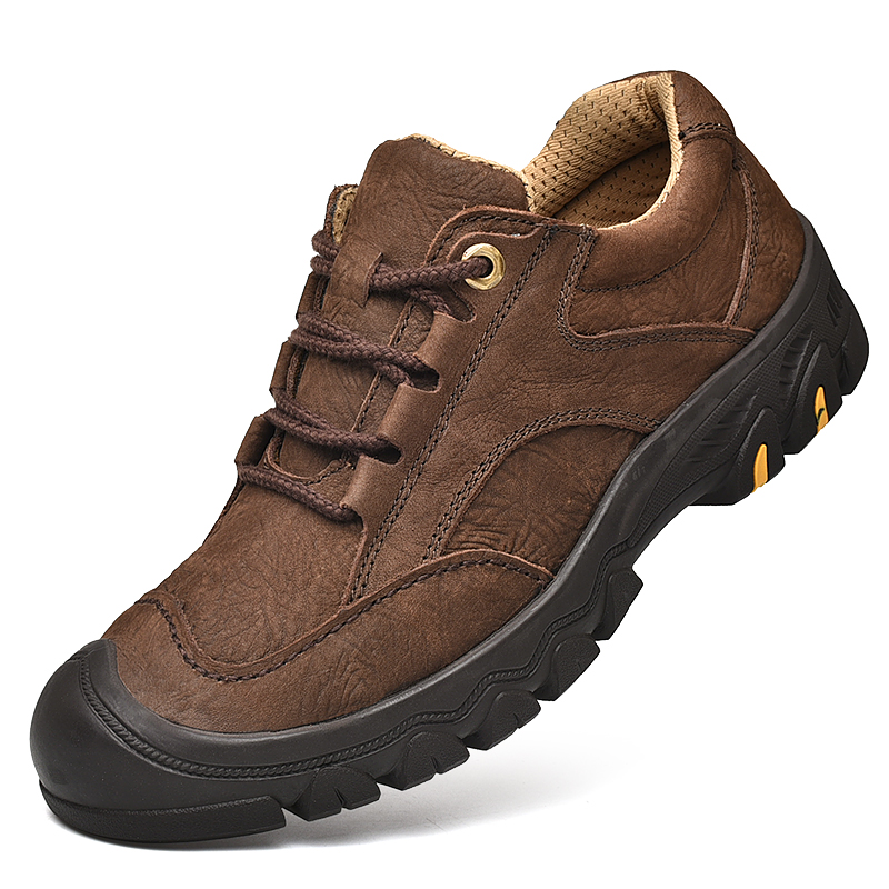 三赞男鞋2025新款头层牛皮防水防滑户外运动登山鞋子中年爸爸皮鞋 - 图3