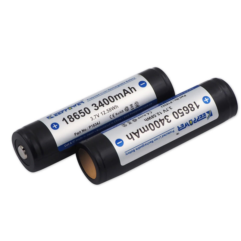 KeepPower   加保护板 18650 3400mAh  3.7v 手电筒电池   P1834J - 图1