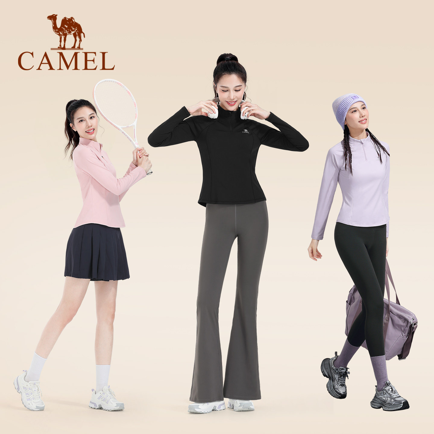 骆驼瑜伽T恤女款秋季时尚保暖加绒健身服修身显瘦休闲运动长袖衫,淘宝优惠券,粉丝福利购,淘宝优惠卷