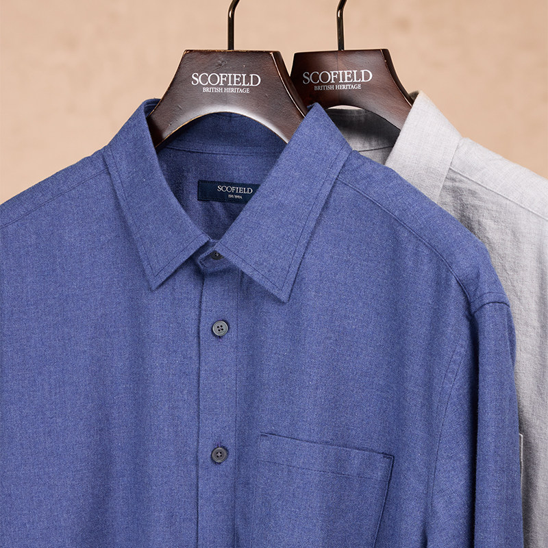 SCOFIELD男装25年秋季新款商务通勤纯色长袖衬衫简约舒适上装,淘宝优惠券,粉丝福利购,淘宝优惠卷