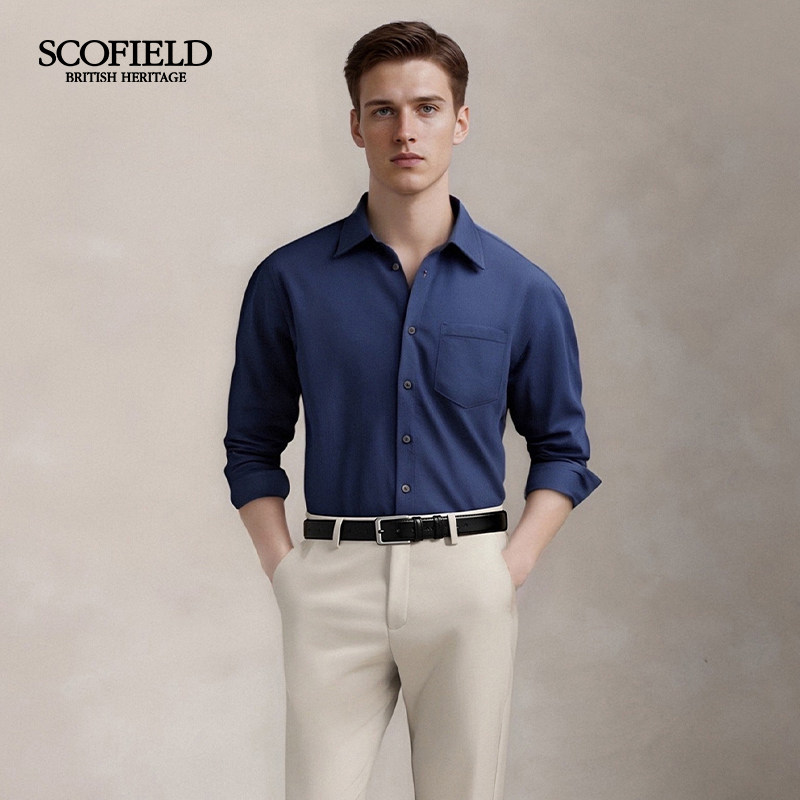 SCOFIELD男装25年秋季新款商务通勤纯色长袖衬衫简约舒适上装,淘宝优惠券,粉丝福利购,淘宝优惠卷