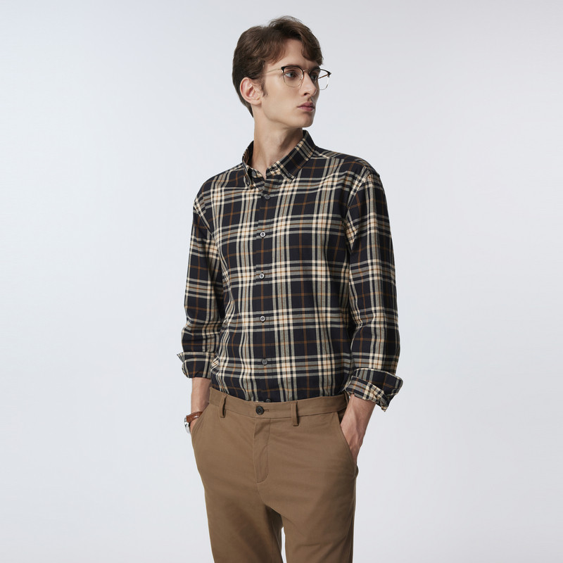 【新疆棉】SCOFIELD男装春季新款英伦复古格纹全棉长袖格纹衬衫