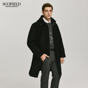 SCOFIELD冬季长款毛呢大衣翻领商务休闲百搭保暖潮流宽松外套