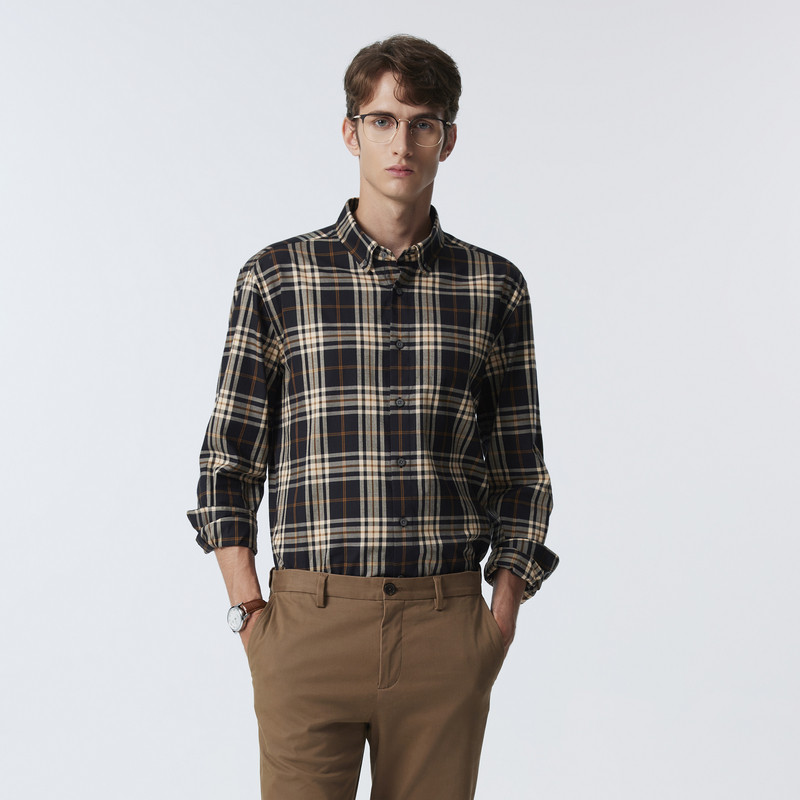 【新疆棉】SCOFIELD男装春季新款英伦复古格纹全棉长袖格纹衬衫