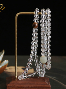 天然白水晶108颗佛珠手串女款