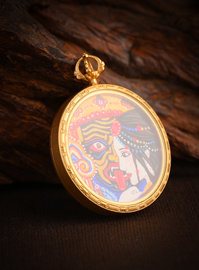 藏式唐卡绿度母吊坠扎基拉姆普贤菩萨项链小唐卡佛牌吊坠项链饰品