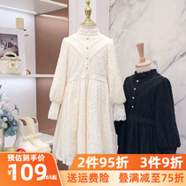 Girls dress Winter 2023 new Korean version Ocean Qi Children Lace Princess Dresses Big Boy Girl Plus Suede Dresses