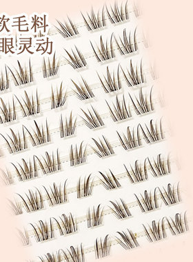 十排免胶轻女团免胶知末棕色单簇清透眼睫毛平度假睫毛源头工厂