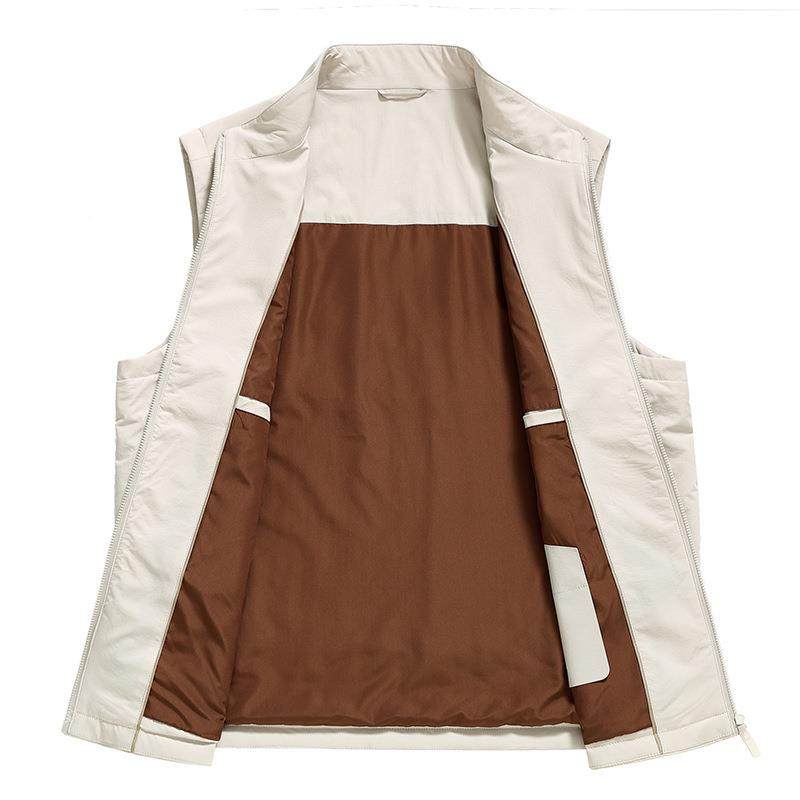 男轻奢休闲肩马甲桑蚕丝夹棉加厚-BB立领背心年商务休式闲坎中外,淘宝优惠券,粉丝福利购,淘宝优惠卷