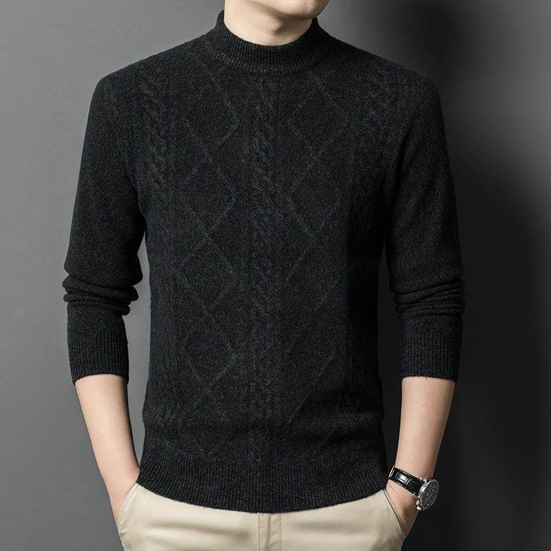 秋24063-YA冬加休厚男士圆领羊毛衫中绒年扭织花毛衣羊衫闲针打底,淘宝优惠券,粉丝福利购,淘宝优惠卷