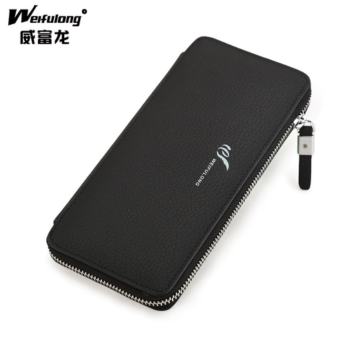 威富龙 Длинный бумажник, кошелек с молнией, кожаная сумка с петлей на руку, в корейском стиле