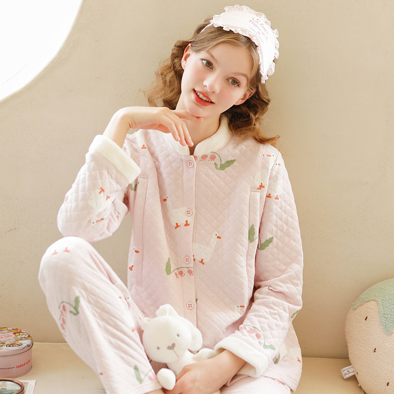 家时光月子服夏季产后纱布纯棉睡衣 家时光家居服套装