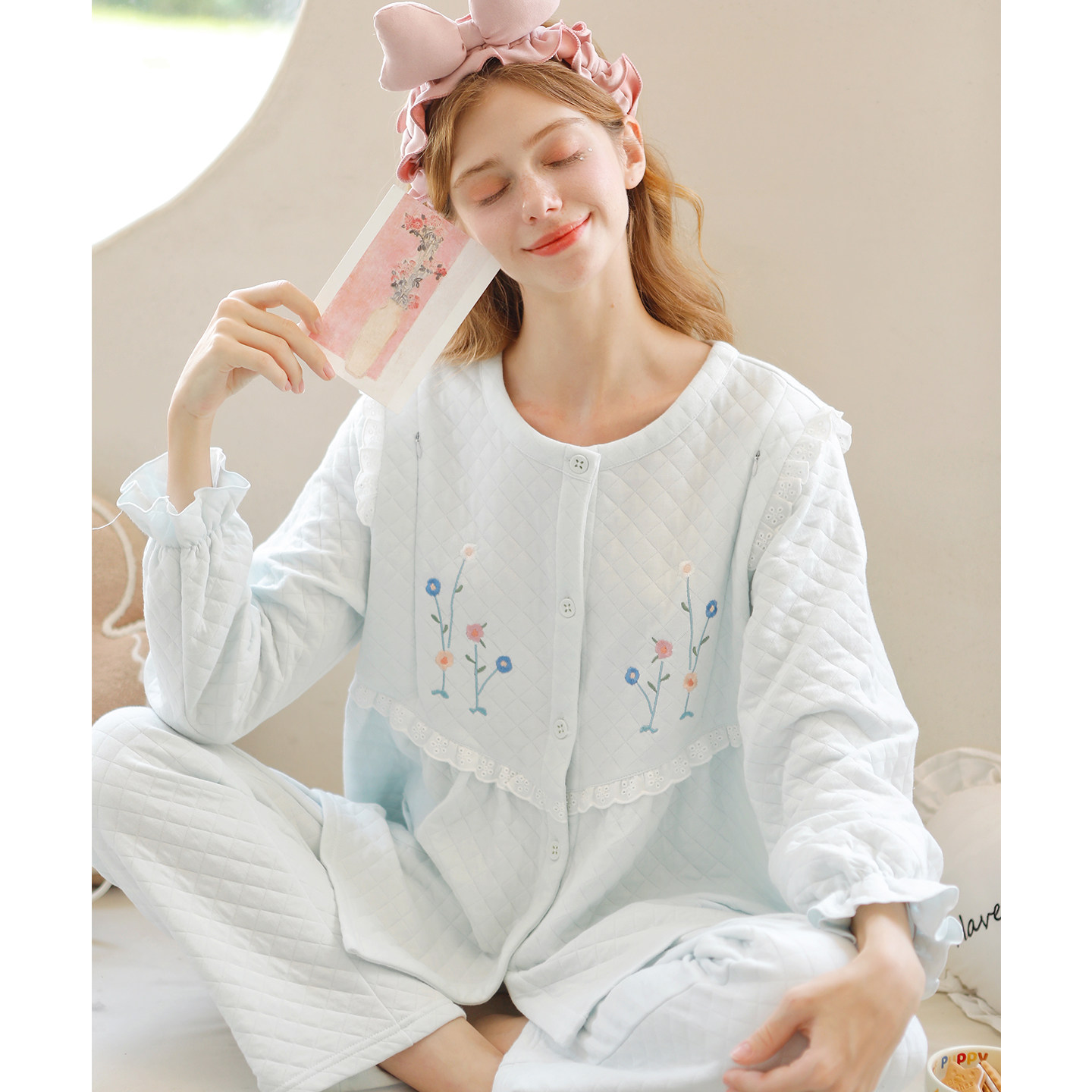 家时光月子服秋冬款空气棉11月份12保暖孕妇睡衣哺乳衣产妇待产服,淘宝优惠券,粉丝福利购,淘宝优惠卷