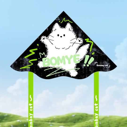 BOMYE猫风筝 带线轮套装潍坊卡通微风易飞儿童大人手持 到手可飞