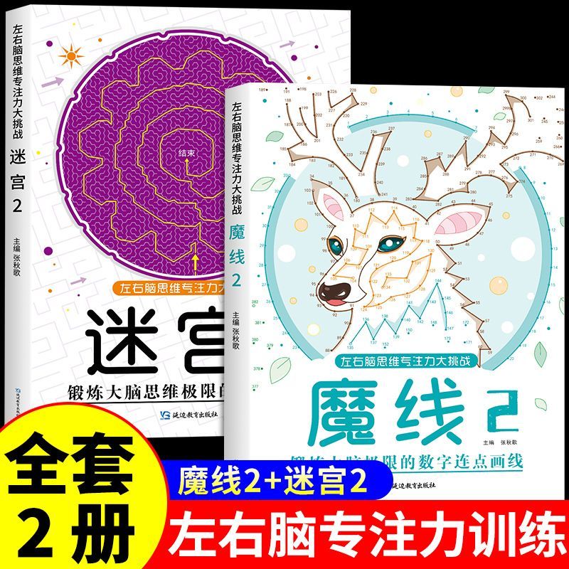 迷宫魔线专注力训练益智游戏左右脑思维大挑战数字连点画线游戏书-图1